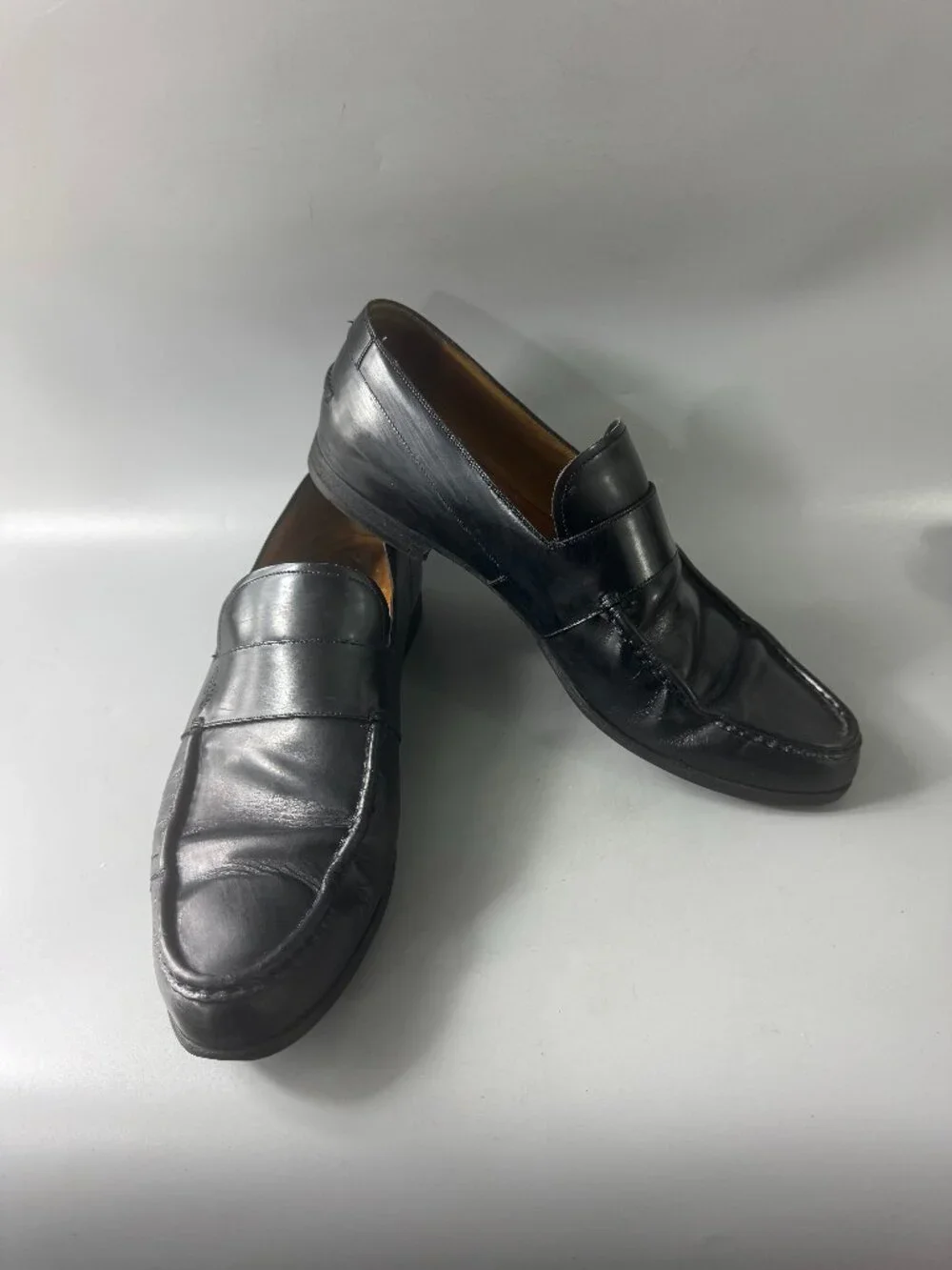 Gucci Men's Black Patent Leather Made Italy Slip On Penny Loafers, Size 11